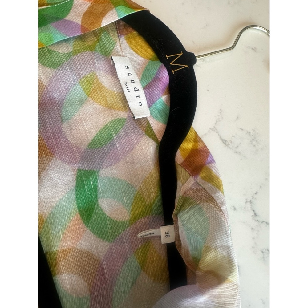 Sandro Printed Linen and Silk-blend Midi Dress - Size 38FR/6 US - Picture 10 of 14